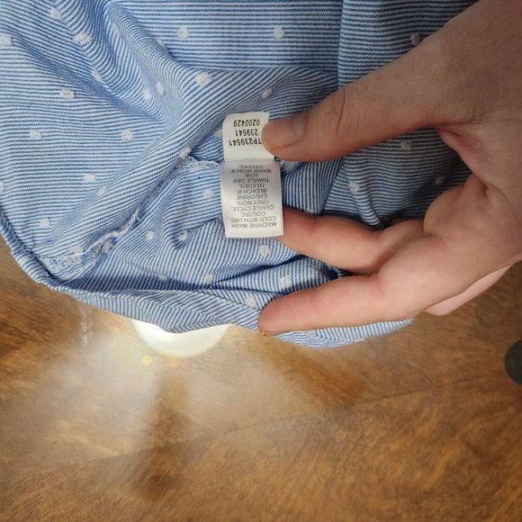 J Jill Top Womens L Blue Long Sleeve Button Up Cotton Polka Dot Embroidered - Picture 11 of 11
